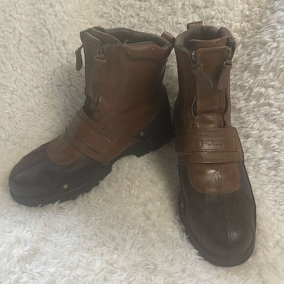 Polo Ralph Lauren Men's Darrance Ankle Boot, Tan/ Black SZ13D - Picture 2 of 13